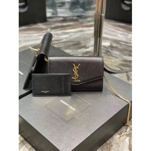Yves Saint Laurent Sac bandoulière en cuir de veau Y707788 noir