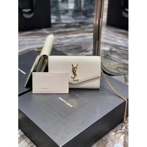 Yves Saint Laurent Sac bandoulière en cuir de veau Y707788 blanc