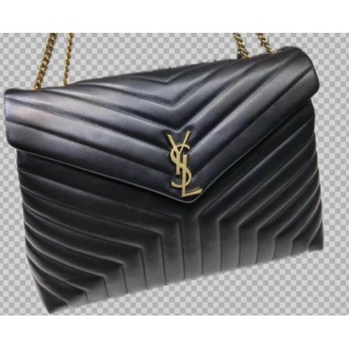 Yves Saint Laurent Sac fourre-tout Jumbo en cuir de veau Noir 464698 Matériel doré