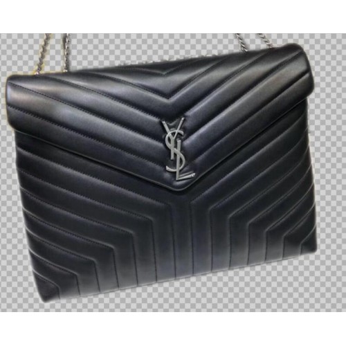 Yves Saint Laurent Sac fourre-tout Jumbo en cuir de veau Noir 464698 Matériel argenté