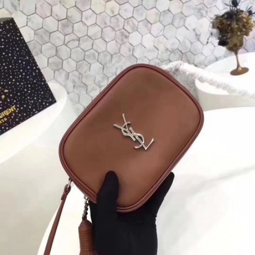 Yves Saint Laurent Sac à bandoulière en cuir de veau 5804 Marron