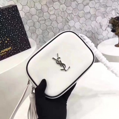 Yves Saint Laurent Sac à bandoulière en cuir de veau 5804 Blanc