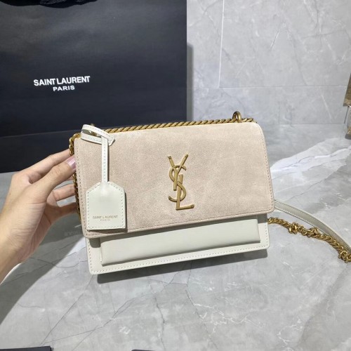 Yves Saint Laurent Sac à bandoulière en cuir de veau Y422906L blanc