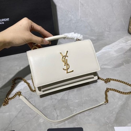 Yves Saint Laurent Sac à bandoulière en cuir de veau Y533036 Blanc&métal doré