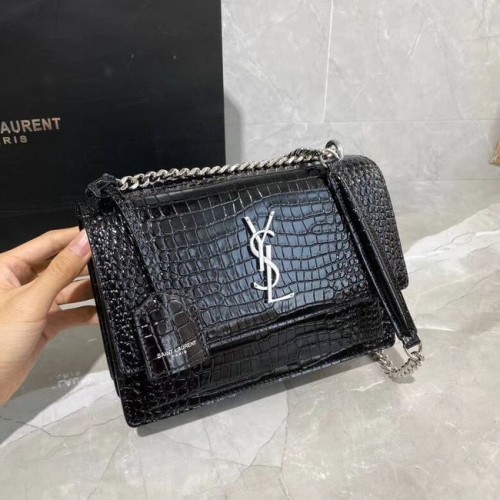 Yves Saint Laurent Sac à bandoulière en cuir de veau Y542206A Noir et métal argenté