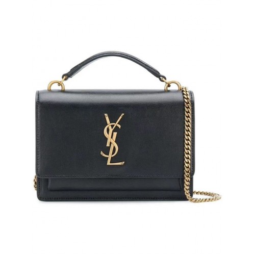 Yves Saint Laurent Sac à bandoulière en cuir de veau Y533036 métal noir et doré