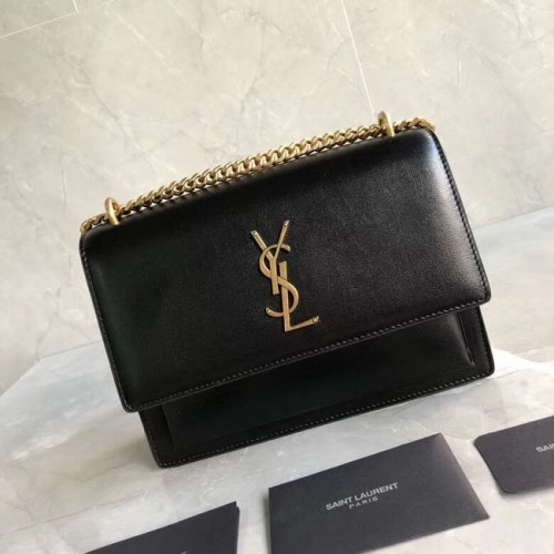 Yves Saint Laurent Sac à bandoulière en cuir de veau Y542206B noir