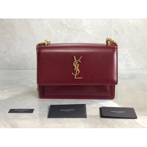 Yves Saint Laurent Sac à bandoulière en cuir de veau Y542206B rouge