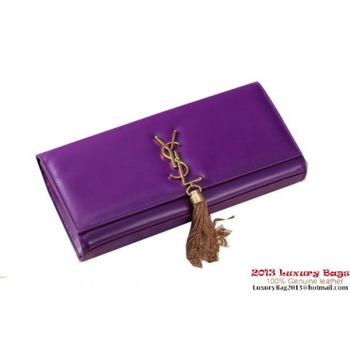 Yves Saint Laurent Classic Monogramme Tassel Clutch Bag Y041 Violet