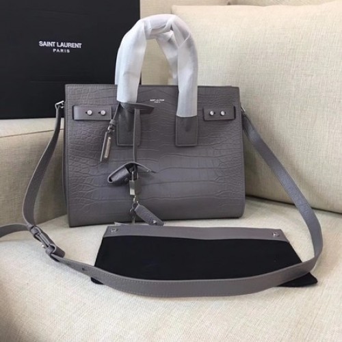 Yves Saint Laurent Classic Sac De Jour Sac Croco Cuir Y398709 Gris