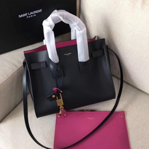 Yves Saint Laurent Sac De Jour Classique Sac En Cuir Lisse Y398709 Noir&Rose