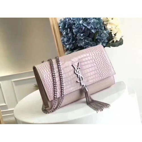 Yves Saint Laurent Crocodile Original Sac à bandoulière en cuir 1456 Rose et argent