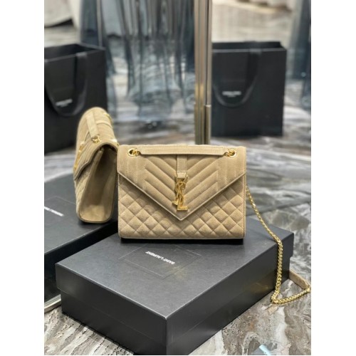 Yves Saint Laurent SAC MOYEN ENVELOPPE EN SUÈDE MATELASSE MIX 487206 BEIGE
