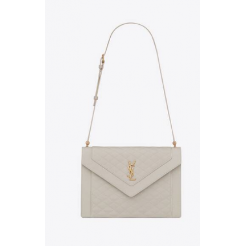 Yves Saint Laurent GABY SATCHEL EN CUIR D'AGNEAU MATELASSÉ 6688631 blanc
