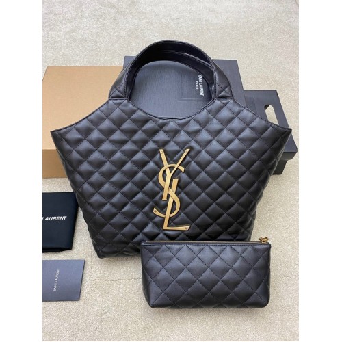 Yves Saint Laurent ICARE MAXI SAC SHOPPING EN CUIR D'AGNEAU MATELASSÉ 698652 Noir