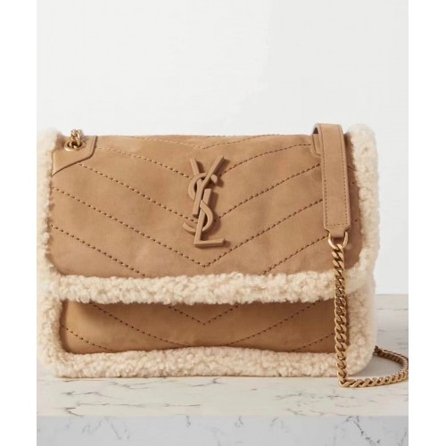 Yves Saint Laurent EN Cachemire ET CUIR LISSE Y533037 marron