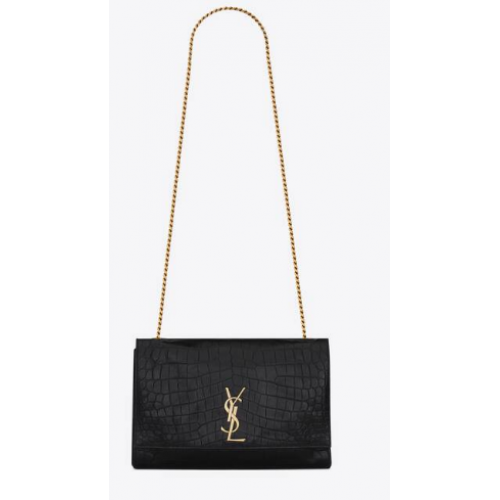 Yves Saint Laurent KATE MEDIUM RÉVERSIBLE EN DAIM ET CUIR ESTAMPÉ CROCODILE 55380424