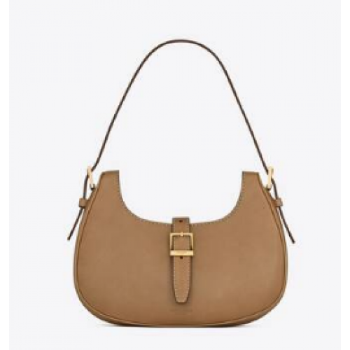 Yves Saint Laurent SAC HOBO LE FERMOIR EN CUIR BRILLANT 6726152 OR MARRON