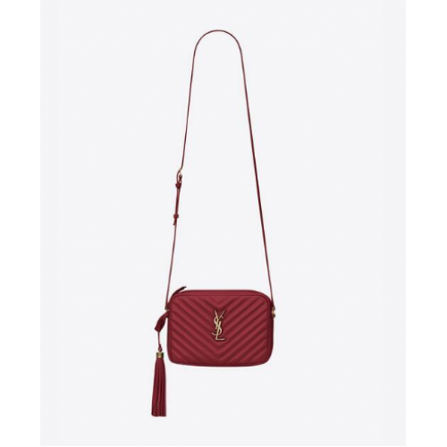Yves Saint Laurent SAC CAMERA LOU EN CUIR MATELASSÉ 81000 ROUGE OPYUM
