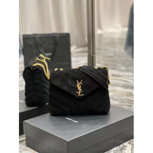Yves Saint Laurent SAC LOULOU MOYEN EN DAIM MATELASSÉ EN Y Y94699 noir