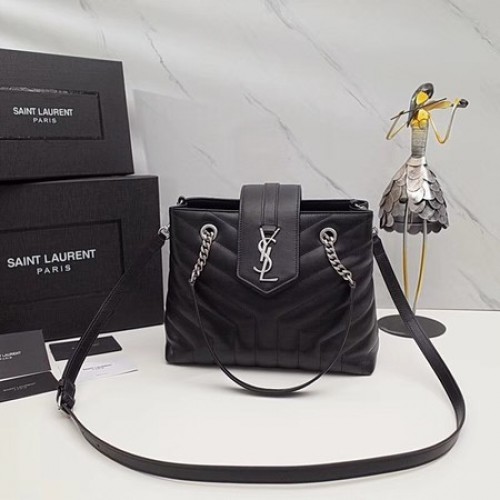 Yves Saint Laurent LOULOU Sac fourre-tout en cuir d'origine 502717 Noir