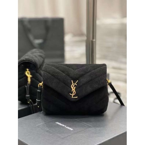 Yves Saint Laurent PETIT SAC LOULOU EN DAIM MATELASSÉ EN Y 77761 noir