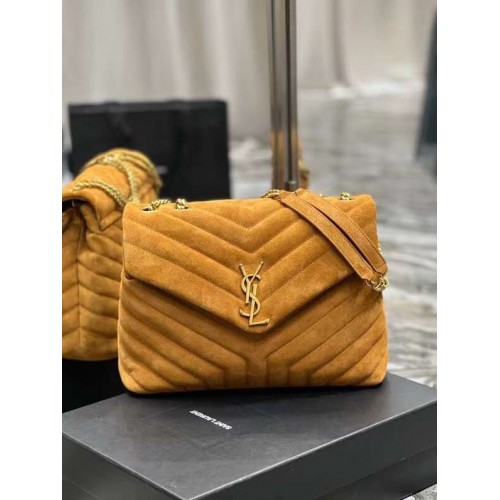 Yves Saint Laurent GRAND SAC LOULOU EN DAIM MATELASSÉ Y787216 CANNELLE