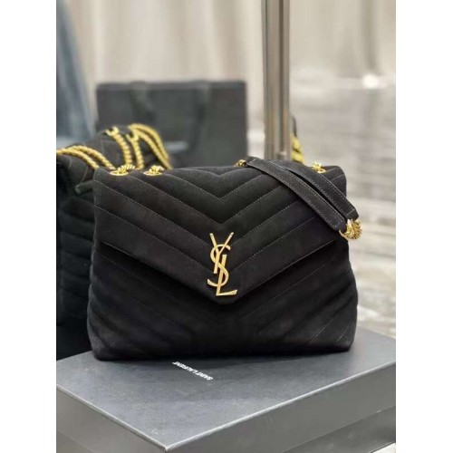 Yves Saint Laurent LOULOU grand SAC EN DAIM MATELASSÉ Y787216 noir