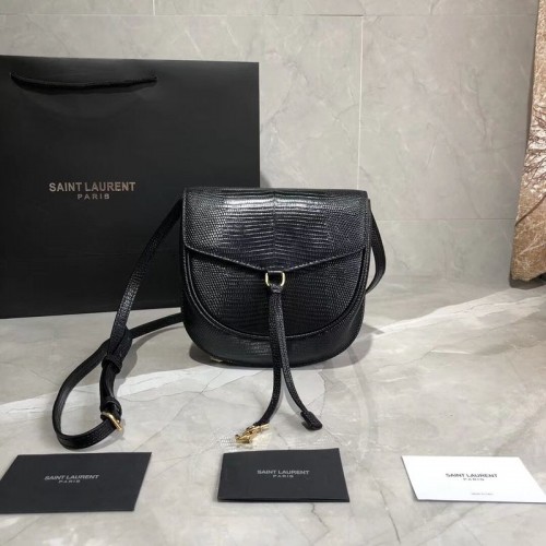 Yves Saint Laurent Sac à bandoulière en cuir de lézard Y551559 Noir