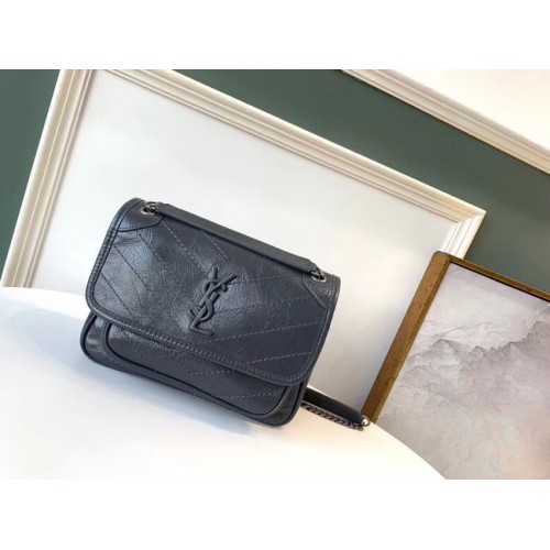 Yves Saint Laurent NIKI BÉBÉ EN CUIR D'AGNEAU 498893 bleu foncé