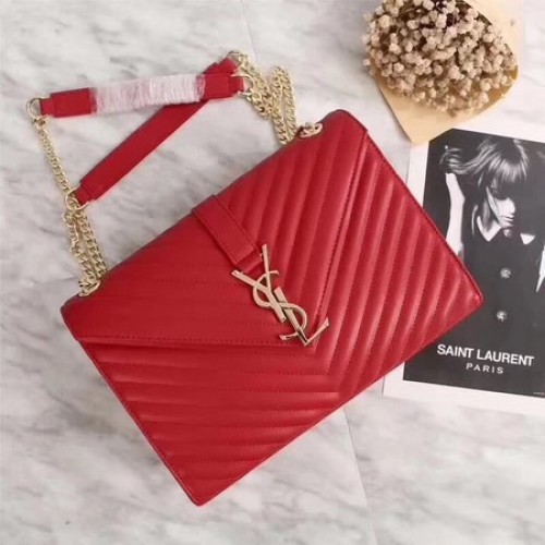 Yves Saint Laurent MONOGRAMME Sac à bandoulière en cuir de veau 26588 Rouge