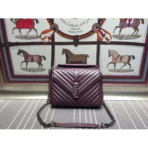 Yves Saint Laurent Sac Messenger Cuir Origianl YSL0338 Bordeaux