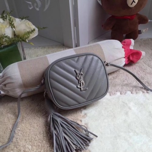 Yves Saint Laurent Monogram Sac en cuir Y5804 Gris