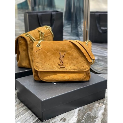 Yves Saint Laurent NIKI BÉBÉ EN CUIR DAIM MATELASSÉ 498894 marron