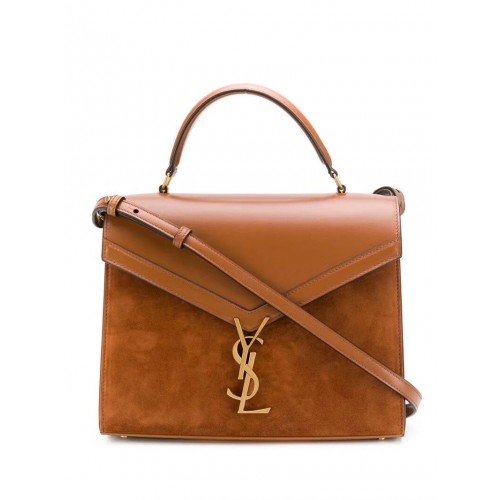 CASSANDRA SAC À MAIN MOYEN EN CUIR LISSE ET DAIM Y578001 brwon