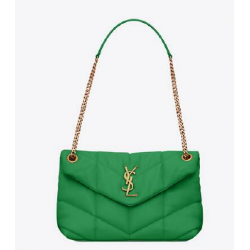 Yves Saint Laurent PETIT SAC À CHAÎNE PUFFER EN CUIR D'AGNEAU MATELASSÉ 5774761 VERT ÉMERAUDE