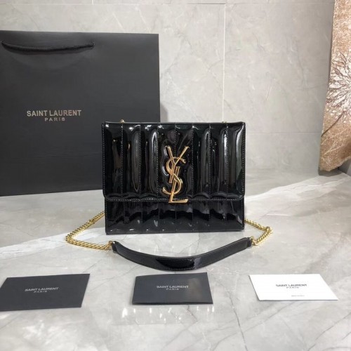 Yves Saint Laurent Patent Original Sac à bandoulière en cuir Y554125 Noir