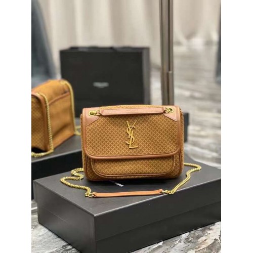 Yves Saint Laurent SMALL NIKI SMALL EN DAIM VINTAGE FROISSÉ Y653151 MARRON