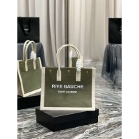 Yves Saint Laurent TWEED AND LAMBSKIN cabas Y677943 vert&blanc