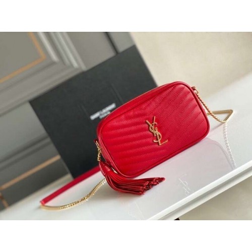 Yves Saint Laurent SAC APPAREIL PHOTO VINTAGE EN Cuir De Veau 6125791 rouge