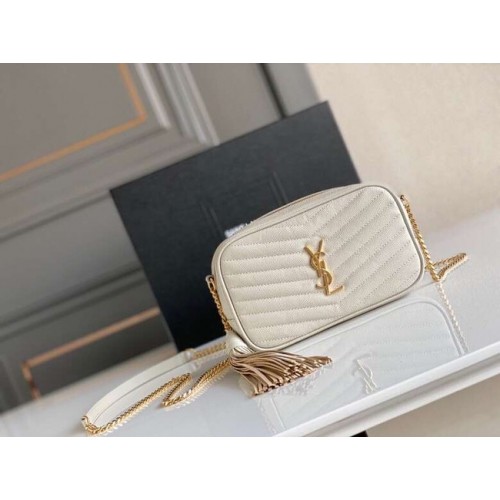 Yves Saint Laurent SAC APPAREIL PHOTO VINTAGE EN Cuir De Veau 6125791 blanc