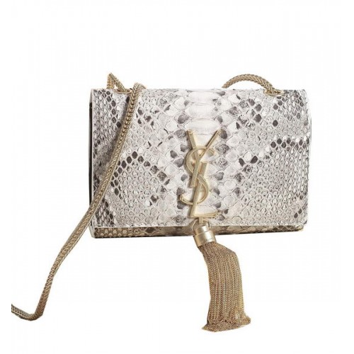 Yves Saint Laurent Mini Monogramme Cross-body Snake Sac à bandoulière en cuir 5478 OffWhite