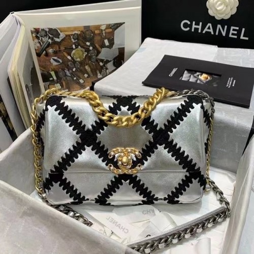 sac à rabat chanel 19 AS1160 Argent Noir
