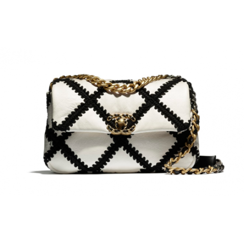 sac à rabat chanel 19 AS1160 Blanc Noir