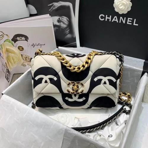 sac à rabat chanel 19 AS1160 noir&blanc