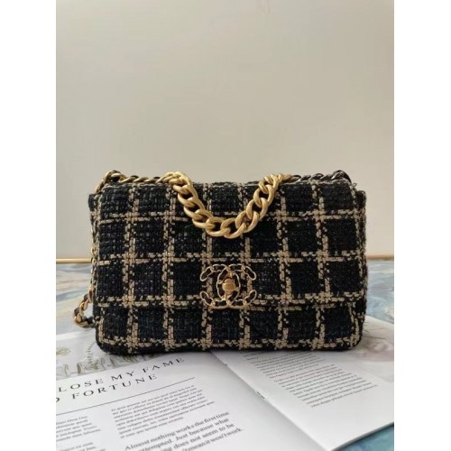 chanel 19 sac à rabat Tweed AS1160 AS1161 AS1162 noir