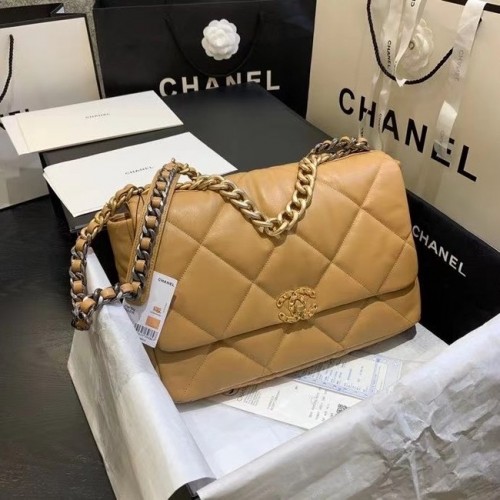 chanel 19 grand sac à rabat AS1162 abricot