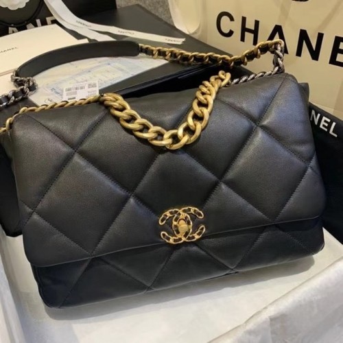 chanel 19 grand sac à rabat AS1162 noir