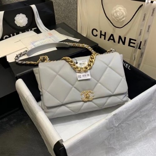 chanel 19 grand sac à rabat AS1162 gris