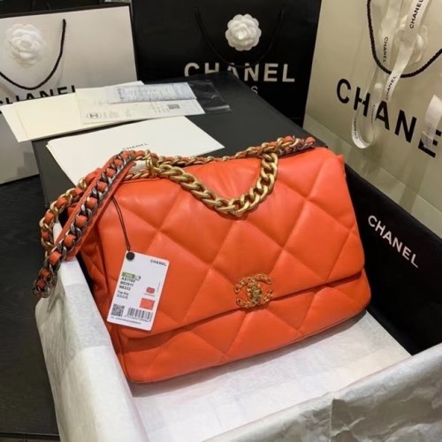 chanel 19 grand sac à rabat AS1162 orange